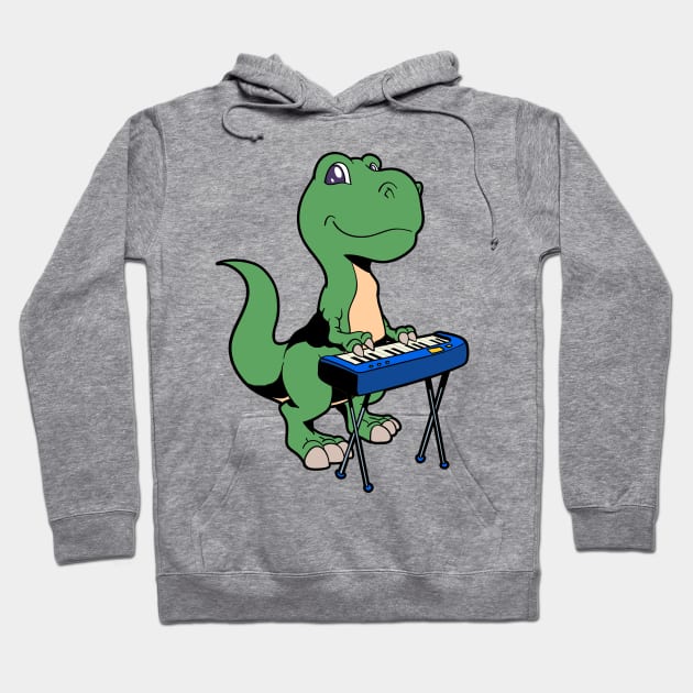 Comic TREX playing keyboard Hoodie by Modern Medieval Design